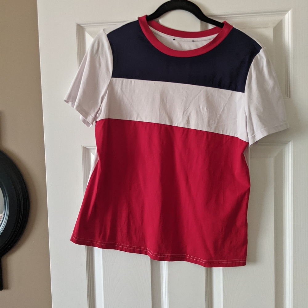 Red white and blue Athletic Short sleeve T shirt
